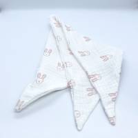 Dreieckstuch für Babys - als Halstuch oder Kopftuch ideal - 65 cm breit - weiß mit rosa Häschen Bild 5