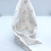 Dreieckstuch für Babys - als Halstuch oder Kopftuch ideal - 65 cm breit - weiß mit rosa Häschen Bild 6