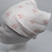 Dreieckstuch für Babys - als Halstuch oder Kopftuch ideal - 65 cm breit - weiß mit rosa Häschen Bild 9