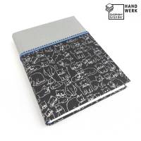Notizbuch, Katze hell-grau schwarz weiß, A5, 300 Seiten, handgefertigt, Hardcover Bild 1