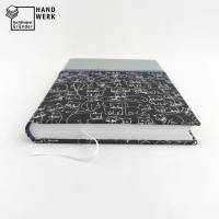 Notizbuch, Katze hell-grau schwarz weiß, A5, 300 Seiten, handgefertigt, Hardcover Bild 4