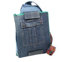 einzigartiger Rucksack mit einer abnehmbaren Schreibmappe, Cross-Body-Bag im Upcycling Bild 7