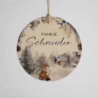 Personalisiertes Türschild "Winter Fox" aus Holz mit Name für Familien • Geschenk zur Hochzeit und Geburt Bild 1