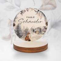 Personalisiertes Türschild "Winter Fox" aus Holz mit Name für Familien • Geschenk zur Hochzeit und Geburt Bild 3