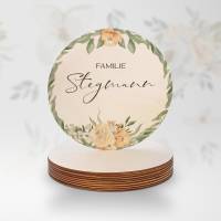 Personalisiertes Türschild "Blütentraum" aus Holz mit Name für Familien • Geschenk zur Hochzeit und Geburt Bild 3