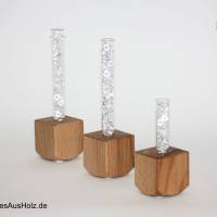 Holzvase "rund", gedrechselt, Buche natur, 3er-Set / Blumenvase / Reagenzglas-Vase / Reagenzglas Bild 2