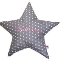 Sternenkissen mit Namen personalisiert aus Sternenstoff in vielen Farben, Rückseite Öko Teddy Bild 3