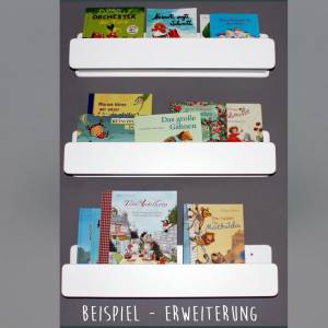 Kinderregal - Bücherregal für Kinder weiß mit gefrästem Schriftzug „Leseecke“ (grau), Wandregal, Montessori skandinavisc Bild 6