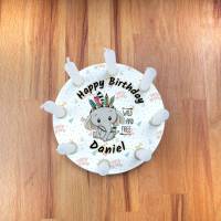 Geburtstagskranz aus Holz, mit 8 Löchern kompatibel zu Grimm Tischdekoration für Kindergeburtstag, Kerzenring, Elefant Bild 4
