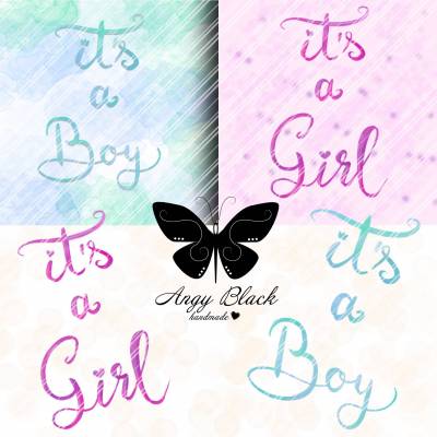 Baby Girl/Boy 2 Digipaper Mit Boy/Girl + als PNG, hochauflösende Qualität (300 DPI)