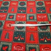 Baumwolldruck "Merry Christmas", im Patchworklook, mit "Gold", 140 cm breit, Preis pro 0,5 lfdm Bild 3