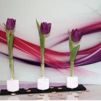 Holzvase "rund", gedrechselt, weiß, 3er-Set / Blumenvase / Kreidefarbe / Reagenzglas-Vase / Reagenzglas Bild 1