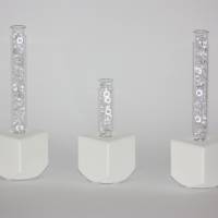 Holzvase "rund", gedrechselt, weiß, 3er-Set / Blumenvase / Kreidefarbe / Reagenzglas-Vase / Reagenzglas Bild 2