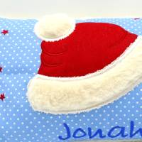 Kuschelkissen Weihnachtsmütze Nikolausmütze Nikolaus - Weihnachten- Geburtskissen - Kissen mit Namen Bild 5
