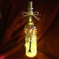 Leuchtflasche, Flaschenlicht, Winterlandschaft, mit LED-Lichterkette, Advent-, Weihnachts- Deko, Bottlelight Bild 1