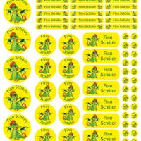 Schulstarter-Set | Babydrache grün - 90 teilig, Namensaufkleber, Stifteaufkleber, Schuletiketten Bild 2