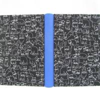 Notizbuch, königs-blau, Katze schwarz weiß, A5, 300 Seiten, handgefertigt, Hardcover Bild 2