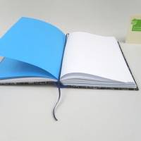 Notizbuch, königs-blau, Katze schwarz weiß, A5, 300 Seiten, handgefertigt, Hardcover Bild 5