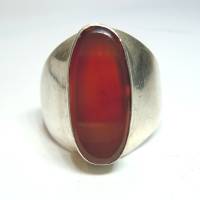 Gigantischer 925 Silber Ring mit rotem Karneol aus den 70er Jahren Bild 3