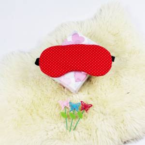 Schlafmaske, Schlafbrille rote Pünktchen Reise-Zubehör Reise-Accessoire Spa-maske Augenbinde Bild 5