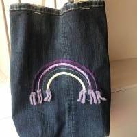 Einkaufstasche Jeans , Upcycling aus einer Jeans Hose,  Einkaufsbeutel, Tragetasche, Stoffbeutel, Nachhaltig Bild 2