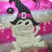 Doodle Stickdatei Halloweenfrosch - Frosch mit Spinne Bild 5