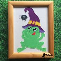 Doodle Stickdatei Halloweenfrosch - Frosch mit Spinne Bild 7