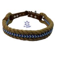 Hundehalsband, verstellbar, natur, blau, braun, weiß, Leder und Schnalle Bild 2