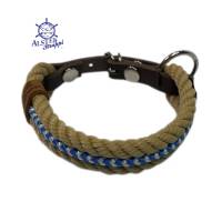 Hundehalsband, verstellbar, natur, blau, braun, weiß, Leder und Schnalle Bild 4