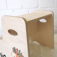 Hocker für Kinder, personalisierter Tritthocker mit Name, Kinderhocker aus Holz, Kinderstuhl aus Birkenholz, Kindertritt Bild 5