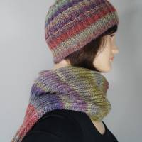 Mütze und Schal Set aus Wolle in Herbstfarben Bild 5
