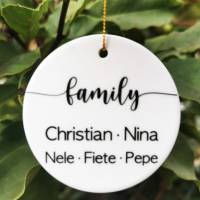 personalisierter Weihnachtsbaum Anhänger "FAMILY", Weihnachtsgeschenk mit Namen, Geschenk Weihnachten, Keramikan Bild 1