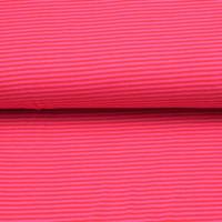0,50m Baumwolljersey schmale Streifen 3 mm pink rot Ringeljersey Meterware Bild 1