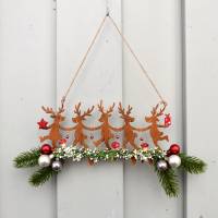 Weihnachts-Fensterdeko für den Advent, Metall-Elche in Rost-Farbe