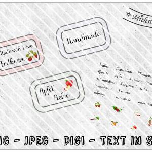 Datei - Etiketten - Einmachen - JPEG - PNG - Text in SVG - Label Marmelade Erdbeeren Himbeere Johannisbeere Rhabarber Pf Bild 1