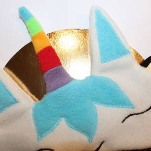 Schlafmaske, Schlafbrille einhorn unicorn aus Fleece hellblau Bild 9