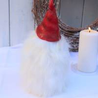 Weihnachtsdeko Wichtel weiß rot, Weihnachtsfigur Bild 3