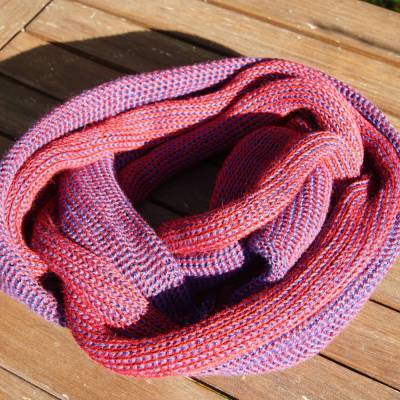 Sommerschal gestrickt blau rot