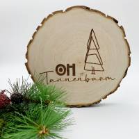 Baumscheibe Holzscheibe Holzbrett 16-19 cm Weihnachten Gravur Holz Baum Rinde braun natur Tannenbaum Christschmuck Bild 1