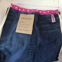 Kinder Turnbeutel "REGENBOGEN" , Upcycling aus einer Jeans Hose,  Stoffbeutel, Nachhaltig Bild 4