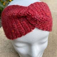 kuschelig warmes Stirnband in rot, genau richtig für den kommenden Winter Bild 2