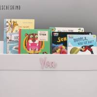 Kinderregal - Bücherregal für Kinder weiß personalisiert Wunschname Name rosa, Wandregal, Montessori skandinavisch Bild 2