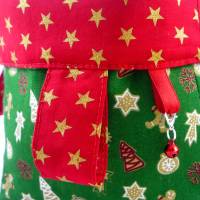 weihnachtlicher Geschenkbeutel  Gr. M, Geschenkverpackung aus Stoff, Nikolaus Säckchen *Weihnachten in grün und rot* Bild 3