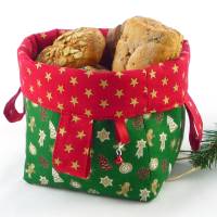 weihnachtlicher Geschenkbeutel  Gr. M, Geschenkverpackung aus Stoff, Nikolaus Säckchen *Weihnachten in grün und rot* Bild 6