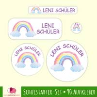 Schulstarter-Set | Regenbogen - 90 teilig, Namensaufkleber, Stifteaufkleber, Schuletiketten Bild 1