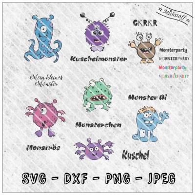 Plotterdatei - Monsterchen - Monster - SVG - DXF - Datei für Kinder - Monsterparty - monströs