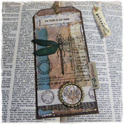 Lesezeichen / Dekokarte "Libelle" - *HANDARBEIT*