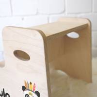 Hocker für Kinder, personalisierter Tritthocker mit Name, Kinderhocker aus Holz, Kinderstuhl aus Birkenholz, Kindertritt Bild 6