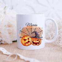 Personalisierte Tasse mit Name Halloween Kürbis Bild 2