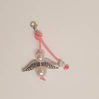 Minianhänger, Geschenkanhänger, Schlüsselanhänger, Anhänger mit Perlenengel und kleinem Herz, Schutzengel Bild 1